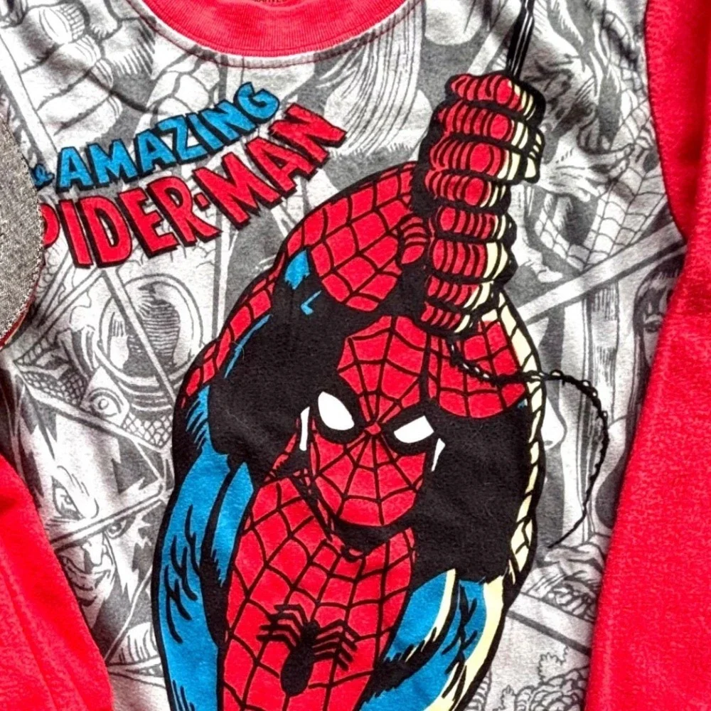 Marvel Spider-Man Pajama Set Kids 4/5 T Red Grey 3-Piece Top Pants Hat Bundle